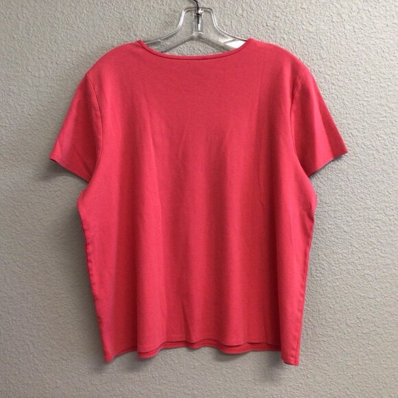 Eileen Fisher Top Cotton Jersey Short Sleeve Coral Plus Size 1X TShirt Shirt - Picture 8 of 9
